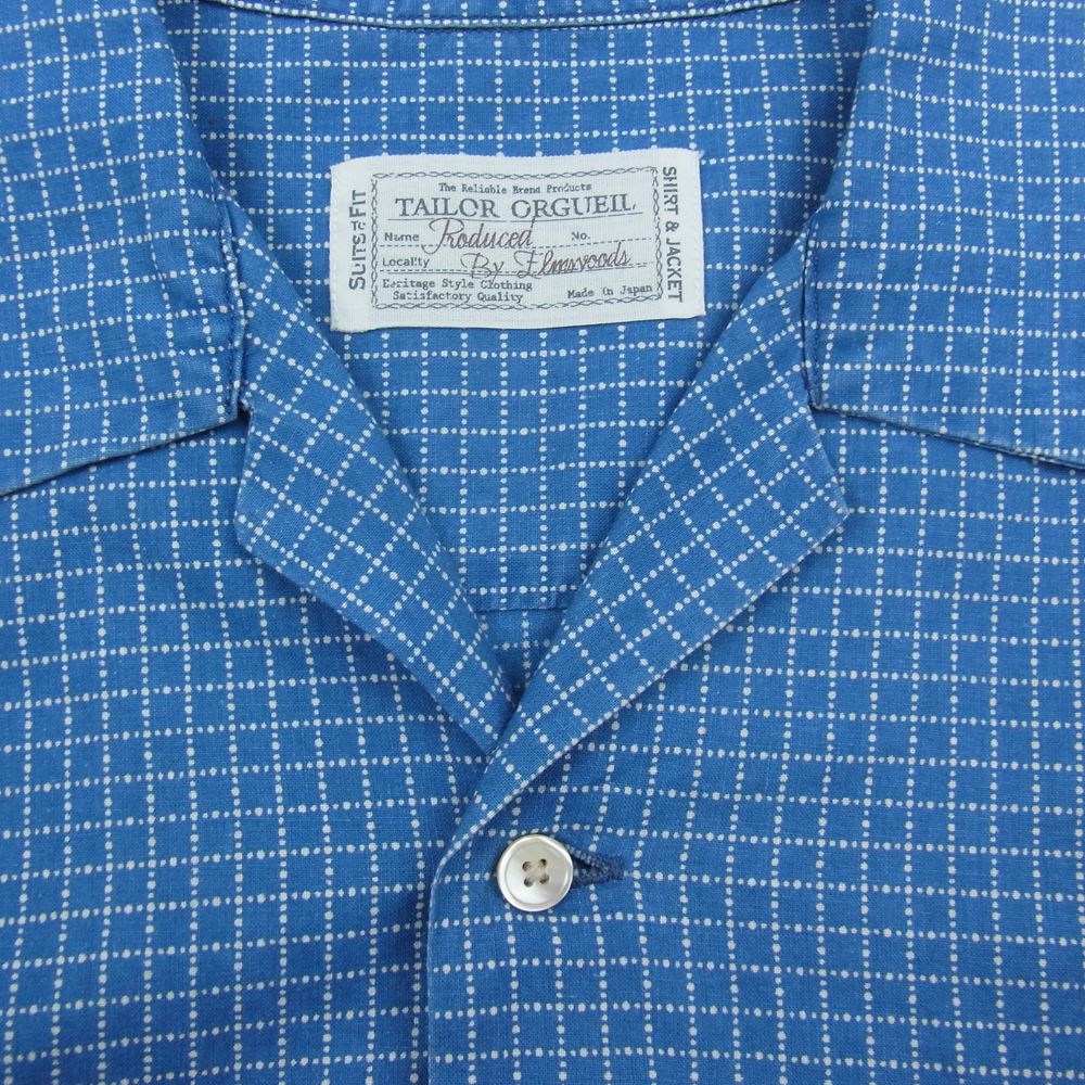 ORGUEIL オルゲイユ OR-5076A Wabash Shirt ウォバッシュ チェック 開襟 半袖 シャツ  ブルー系 42【美品】【中古】