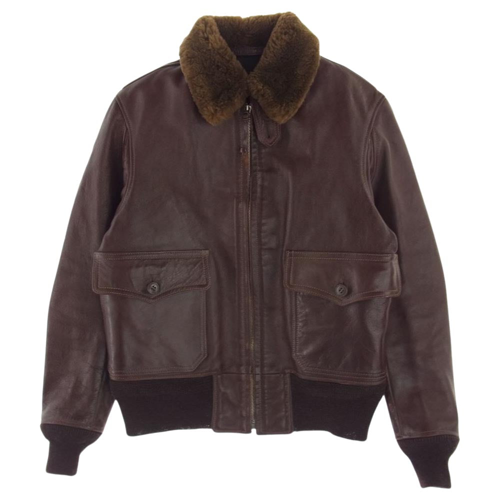 THE FEW ザフュー AN-J-3A MONARCH MFG CO 実名復刻 ボア フライト レザー ジャケット ブラウン系 34【中古】