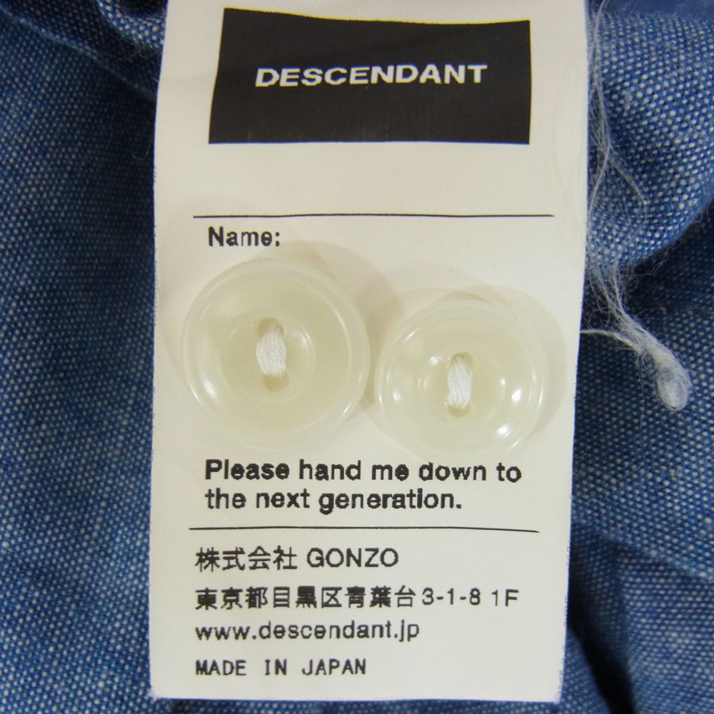 DESCENDANT ディセンダント シャンブレー ローブ カーディガン シャツ ブルー系 2【中古】
