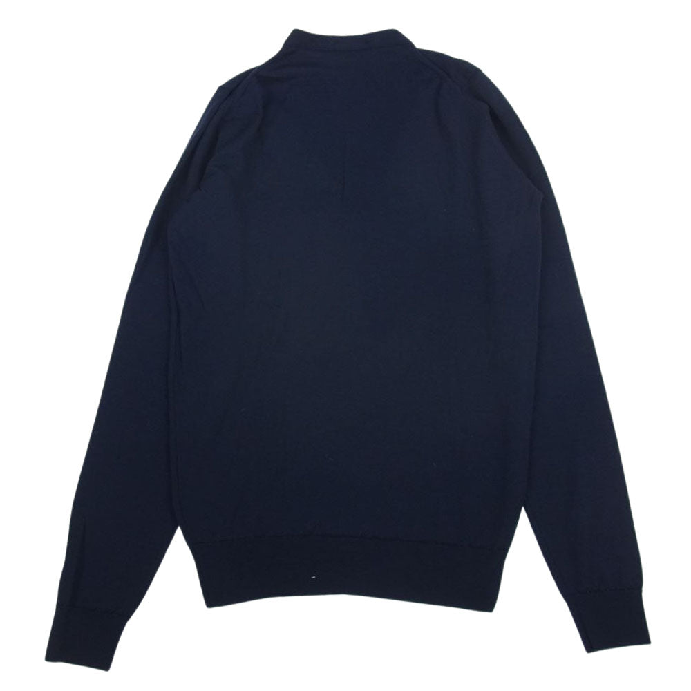 JOHN SMEDLEY ジョンスメドレー イギリス製 メリノウール ハイゲージ カーディガン ネイビー系 S【中古】