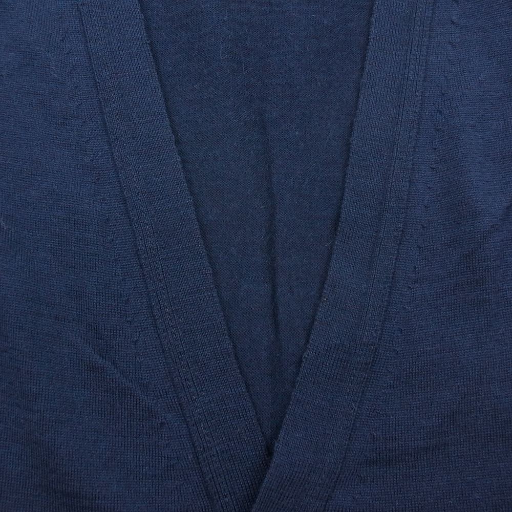 JOHN SMEDLEY ジョンスメドレー イギリス製 メリノウール ハイゲージ カーディガン ネイビー系 S【中古】