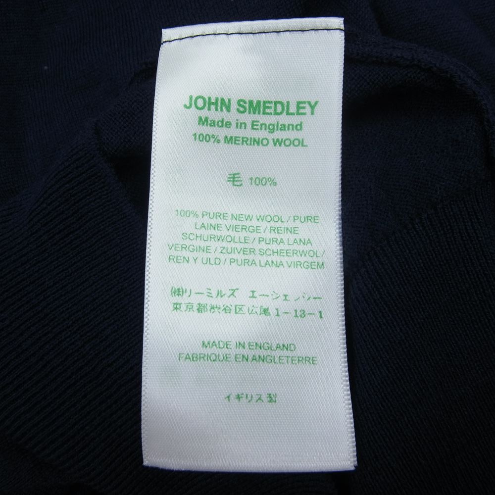 JOHN SMEDLEY ジョンスメドレー イギリス製 メリノウール ハイゲージ カーディガン ネイビー系 S【中古】
