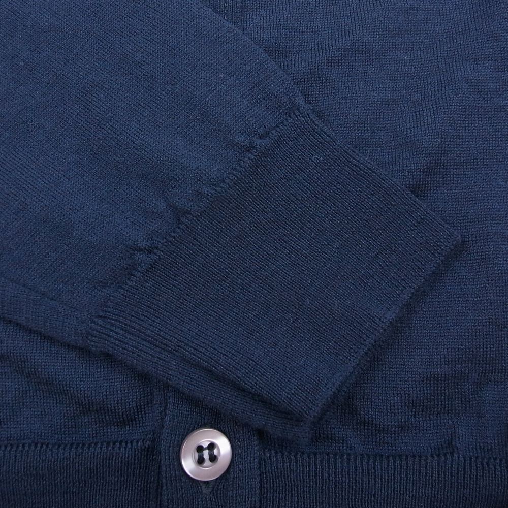 JOHN SMEDLEY ジョンスメドレー イギリス製 メリノウール ハイゲージ カーディガン ネイビー系 S【中古】