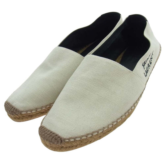 SAINT LAURENT サンローラン CD-605951 エスパドリーユ ロゴ刺繍 エンブロイダリー シューズ スニーカー ホワイト系 42【中古】