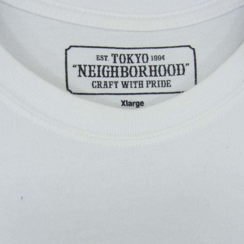 NEIGHBORHOOD ネイバーフッド ロゴ プリント 半袖 Tシャツ ホワイト系 XL【中古】