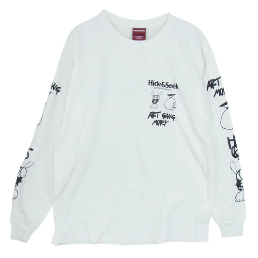 HideandSeek ハイドアンドシーク H&S x SKOLOCT L/S TEE-1 スコロクト ダブルネーム ロング スリーブT 長袖 Tシャツ ホワイト系 L【中古】