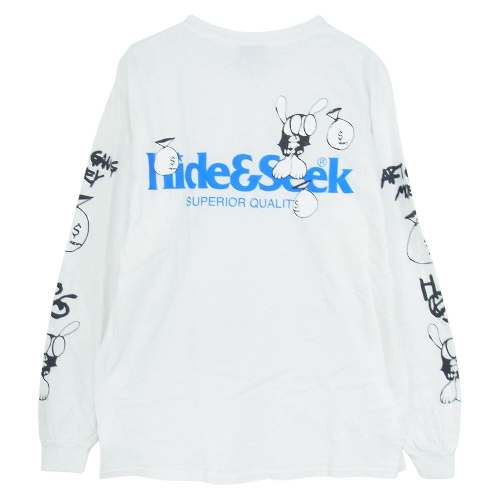 HideandSeek ハイドアンドシーク H&S x SKOLOCT L/S TEE-1 スコロクト ダブルネーム ロング スリーブT 長袖 Tシャツ ホワイト系 L【中古】