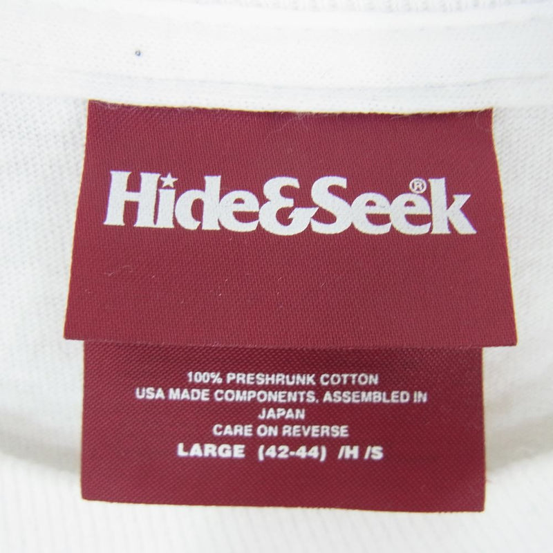 HideandSeek ハイドアンドシーク H&S x SKOLOCT L/S TEE-1 スコロクト ダブルネーム ロング スリーブT 長袖 Tシャツ ホワイト系 L【中古】