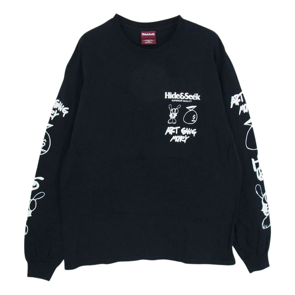 HideandSeek ハイドアンドシーク H&S x SKOLOCT L/S TEE-1 スコロクト ダブルネーム ロング スリーブT 長袖 Tシャツ ブラック系 L【中古】