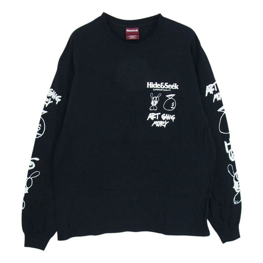 HideandSeek ハイドアンドシーク H&S x SKOLOCT L/S TEE-1 スコロクト ダブルネーム ロング スリーブT 長袖 Tシャツ ブラック系 L【中古】