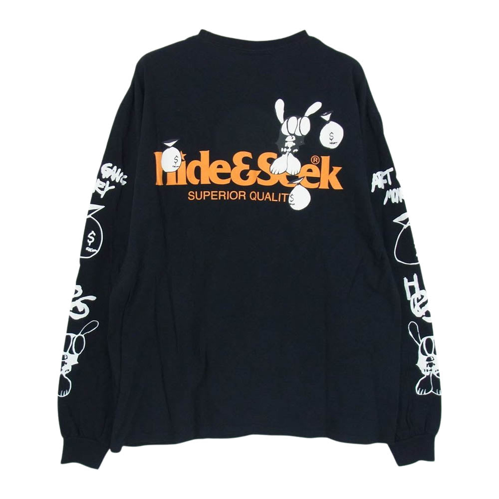 HideandSeek ハイドアンドシーク H&S x SKOLOCT L/S TEE-1 スコロクト ダブルネーム ロング スリーブT 長袖 Tシャツ ブラック系 L【中古】