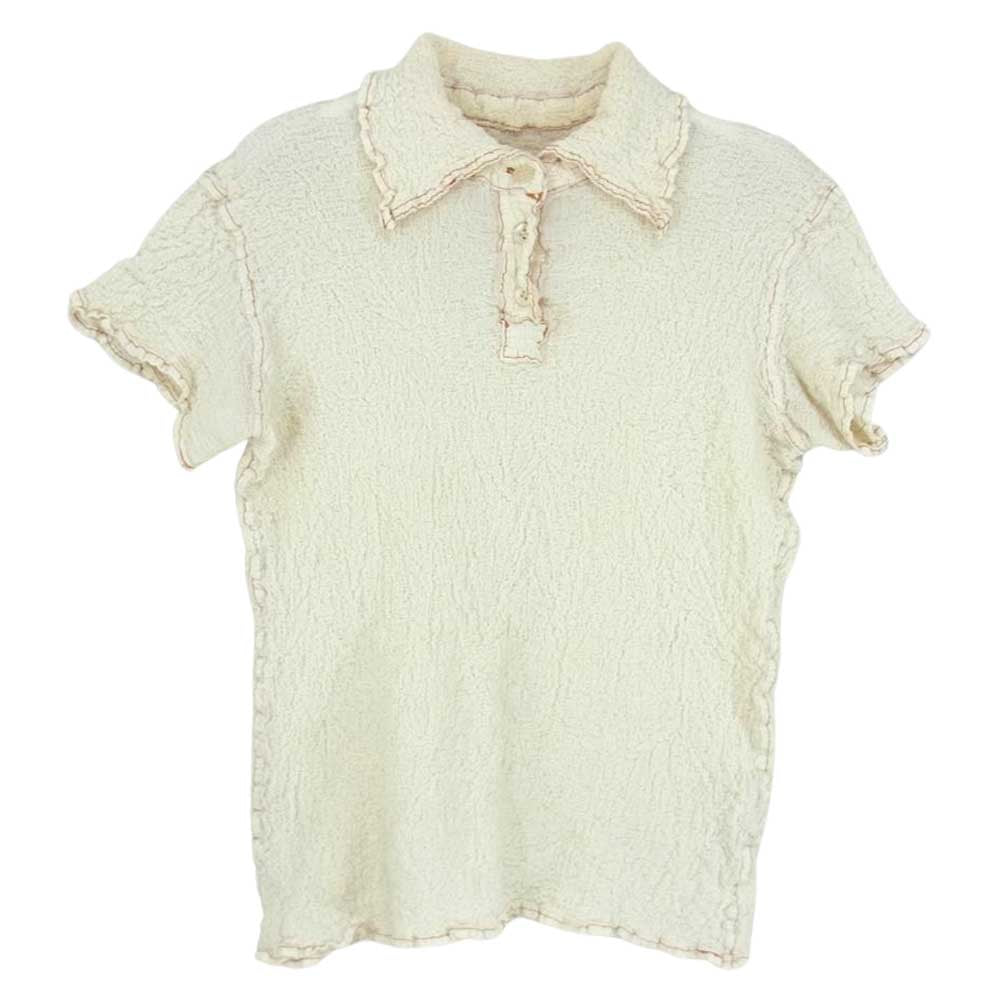 ISSEY MIYAKE イッセイミヤケ me ミー MI24FK381 シワ加工 カリフラワー ポロシャツ シャツ オフホワイト系 サイズ表記無【中古】
