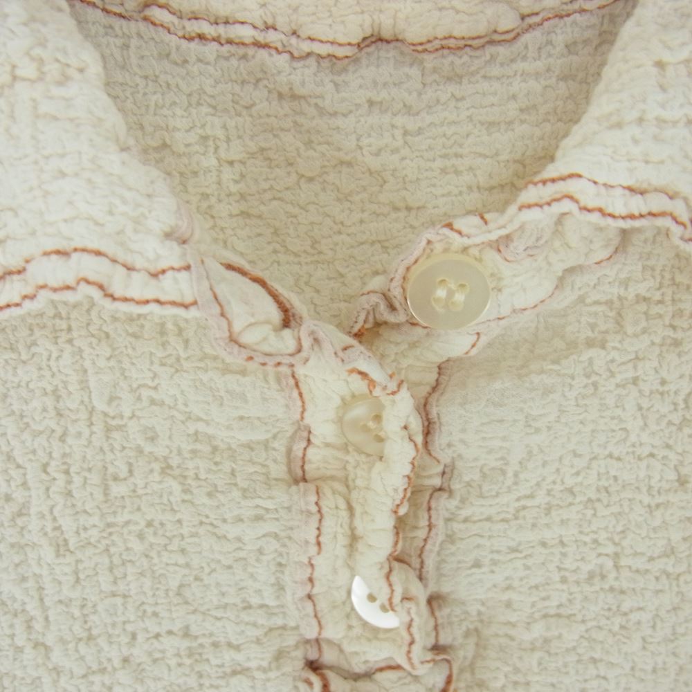 ISSEY MIYAKE イッセイミヤケ me ミー MI24FK381 シワ加工 カリフラワー ポロシャツ シャツ オフホワイト系 サイズ表記無【中古】