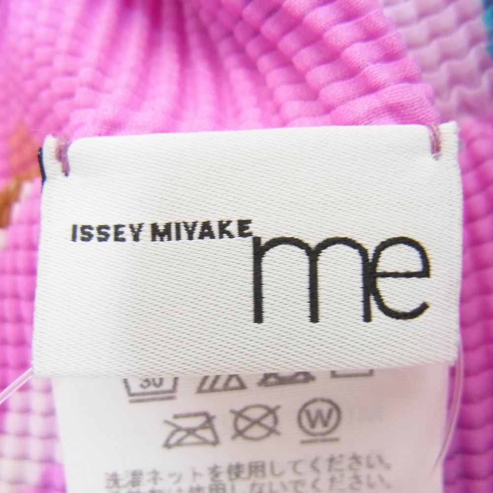 ISSEY MIYAKE イッセイミヤケ ｍe ミー MI23FK225 ボックスプリーツ 総柄 ボトルネック カットソー 半袖 パープル ピンク系 サイズ表記無【中古】