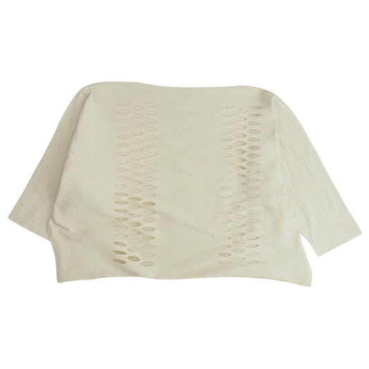 ISSEY MIYAKE イッセイミヤケ me ミー MI94KJ176 プリーツ加工 カットワーク ドルマンスリーブ トップス カットソー オフホワイト系 サイズ表記無【中古】