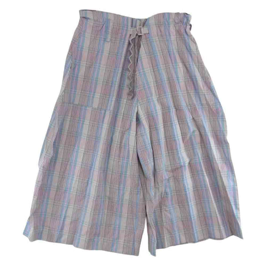 ISSEY MIYAKE イッセイミヤケ me ミー MI23FF802 プリーツ加工 チェック ベルト付き ワイド パンツ ピンク系 サイズ表記無【中古】