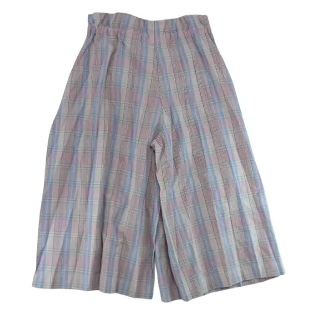 ISSEY MIYAKE イッセイミヤケ me ミー MI23FF802 プリーツ加工 チェック ベルト付き ワイド パンツ ピンク系 サイズ表記無【中古】