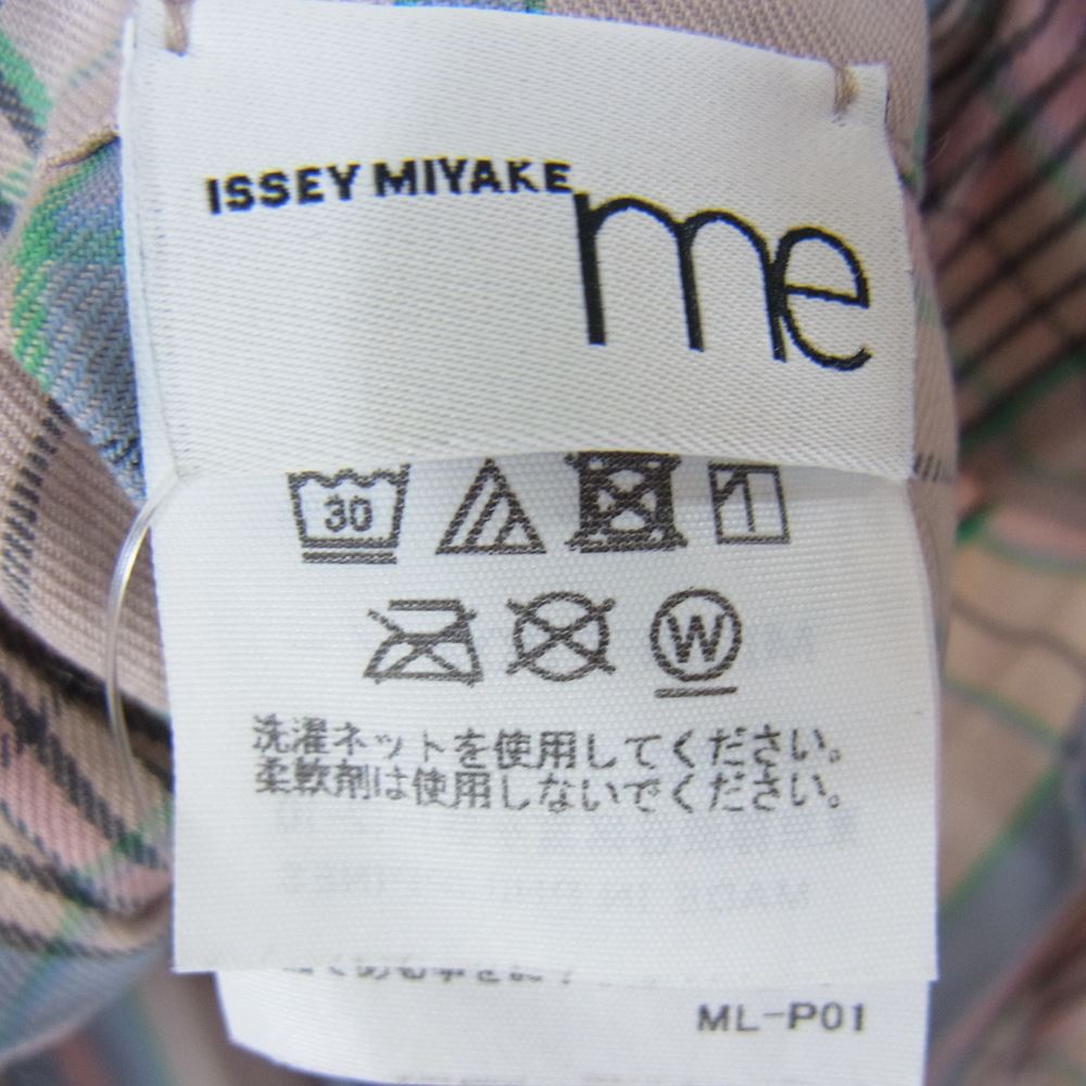 ISSEY MIYAKE イッセイミヤケ me ミー MI23FF802 プリーツ加工 チェック ベルト付き ワイド パンツ ピンク系 サイズ表記無【中古】