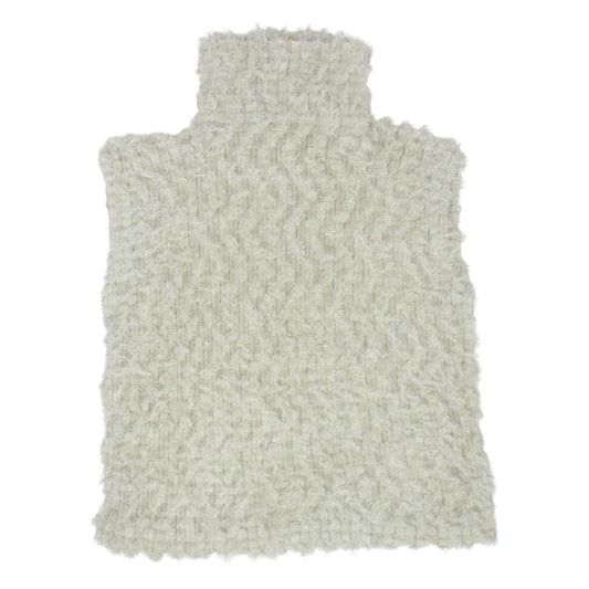 ISSEY MIYAKE イッセイミヤケ me ミー MI23FK941 プリーツ加工 シャギー ハイネック フレンチスリーブ トップス オフホワイト系 サイズ表記無【中古】