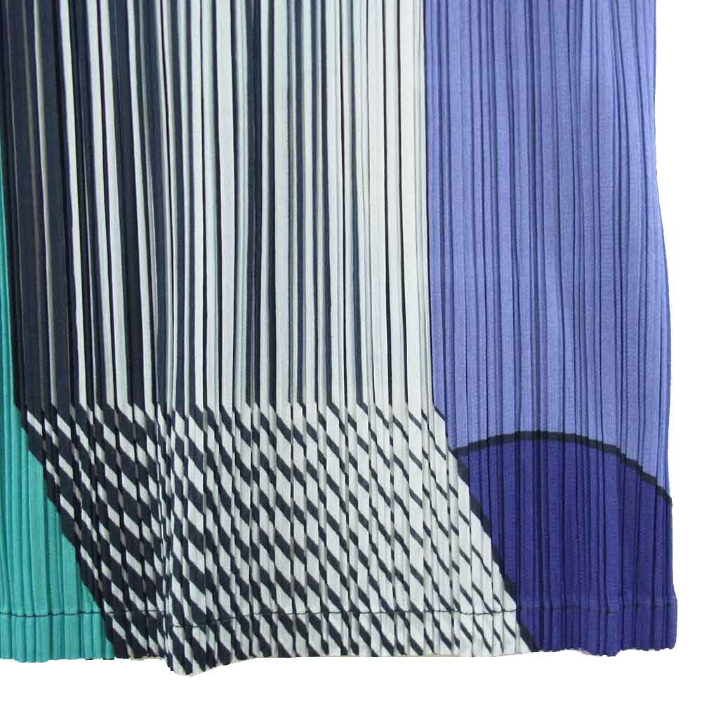 PLEATS PLEASE プリーツプリーズ イッセイミヤケ PP91-JH676 プリーツ加工 総柄 ノースリーブ マルチカラー ワンピース ブルー系 2【美品】【中古】