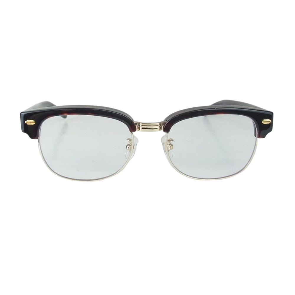 CALEE キャリー SIRMONT BROW GLASSES ブロー型 デミ × ブラッククリアレンズ 眼鏡 アイウェア ブラウン系【中古】
