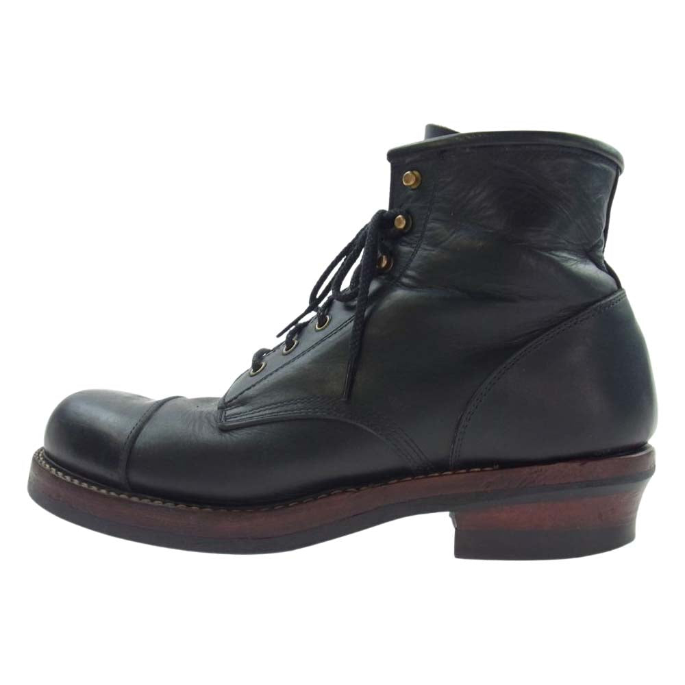 CALEE キャリー レザー レースアップ ブーツ ブラック ブラック系【中古】