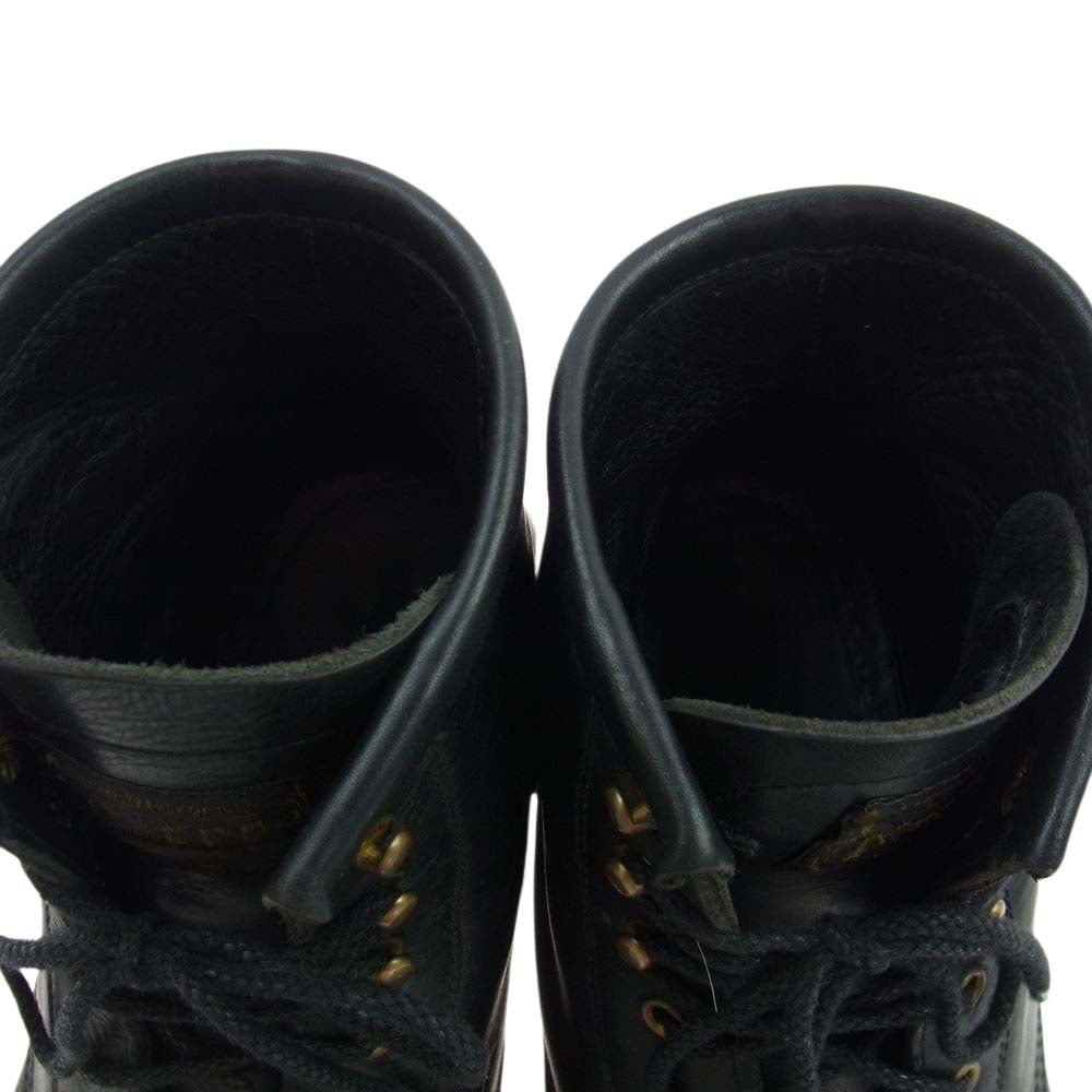 CALEE キャリー レザー レースアップ ブーツ ブラック ブラック系【中古】