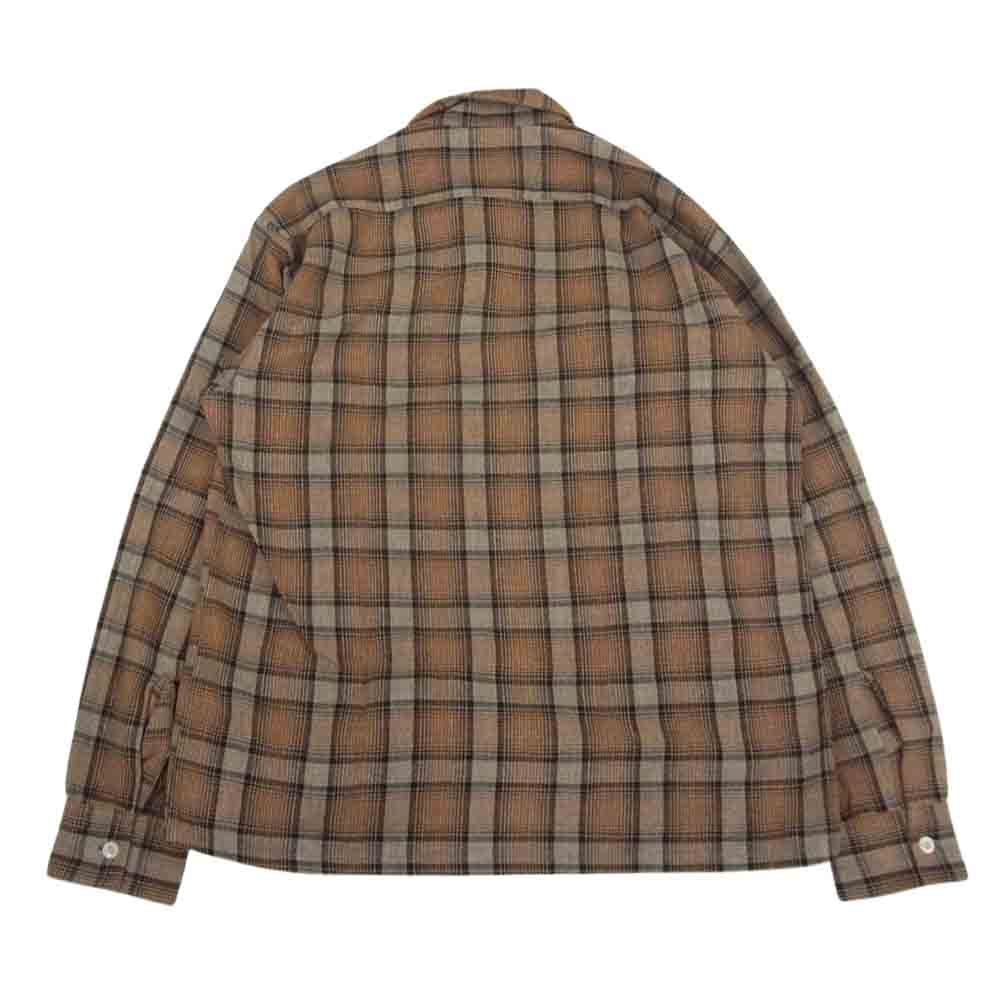 ヴィンテージ  60s REIS ウール チェック オープンカラー シャツ ブラウン系 M【中古】