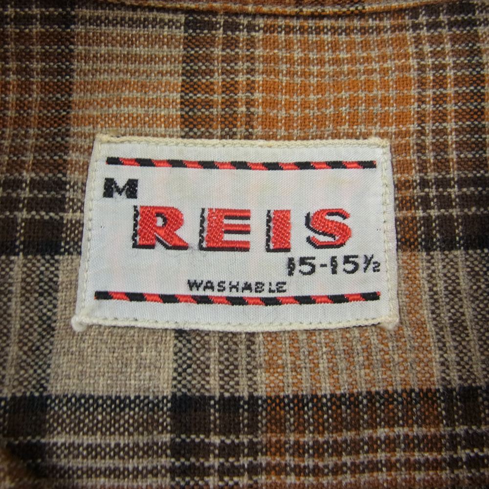 ヴィンテージ  60s REIS ウール チェック オープンカラー シャツ ブラウン系 M【中古】
