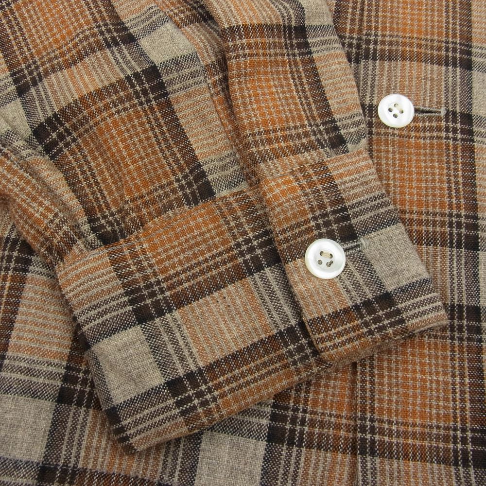 ヴィンテージ  60s REIS ウール チェック オープンカラー シャツ ブラウン系 M【中古】