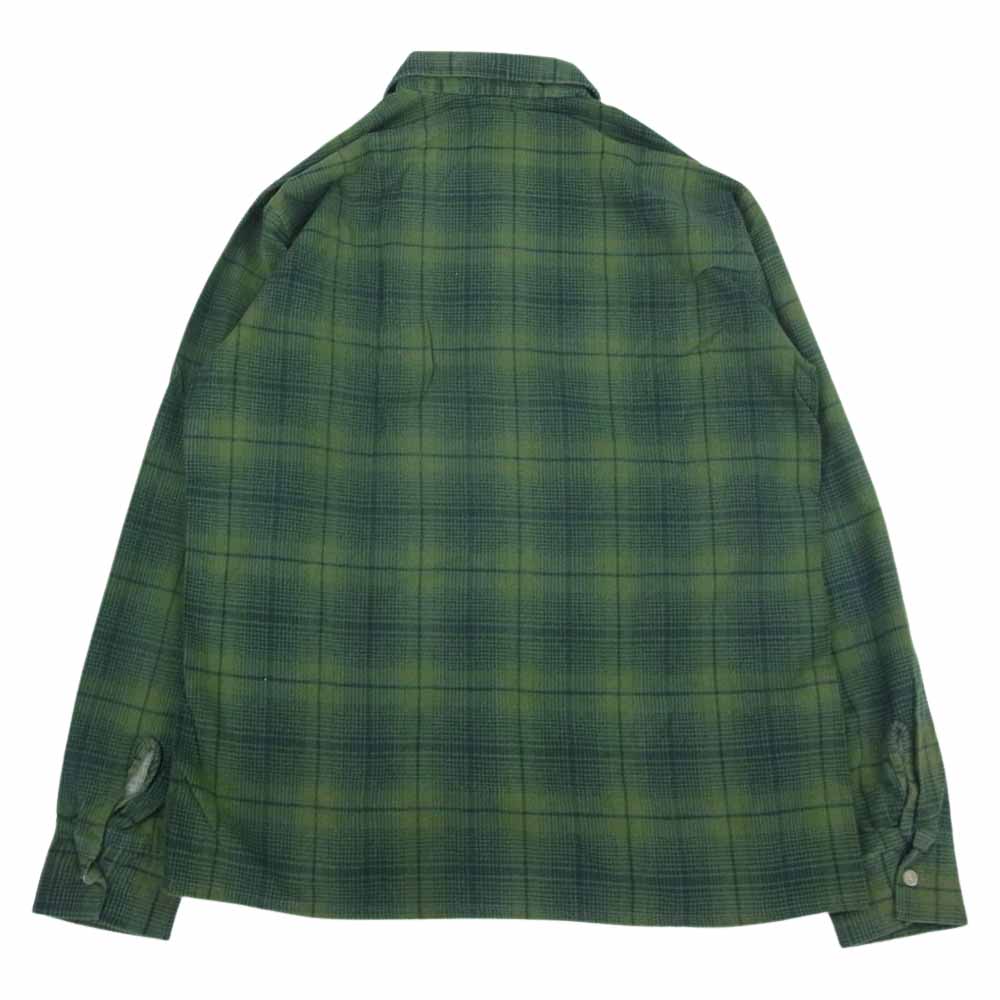 キングスロード ヴィンテージ 70‘s チェック オープンカラー シャツ 長袖 グリーン系 M【中古】