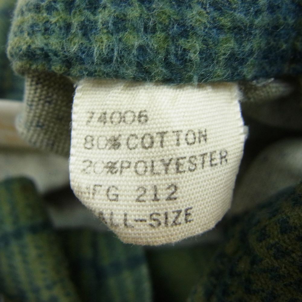 キングスロード ヴィンテージ 70‘s チェック オープンカラー シャツ 長袖 グリーン系 M【中古】