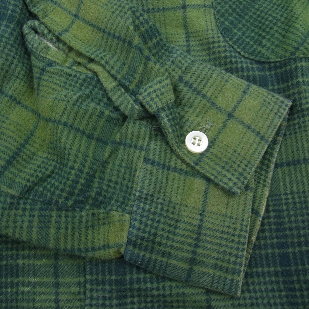 キングスロード ヴィンテージ 70‘s チェック オープンカラー シャツ 長袖 グリーン系 M【中古】