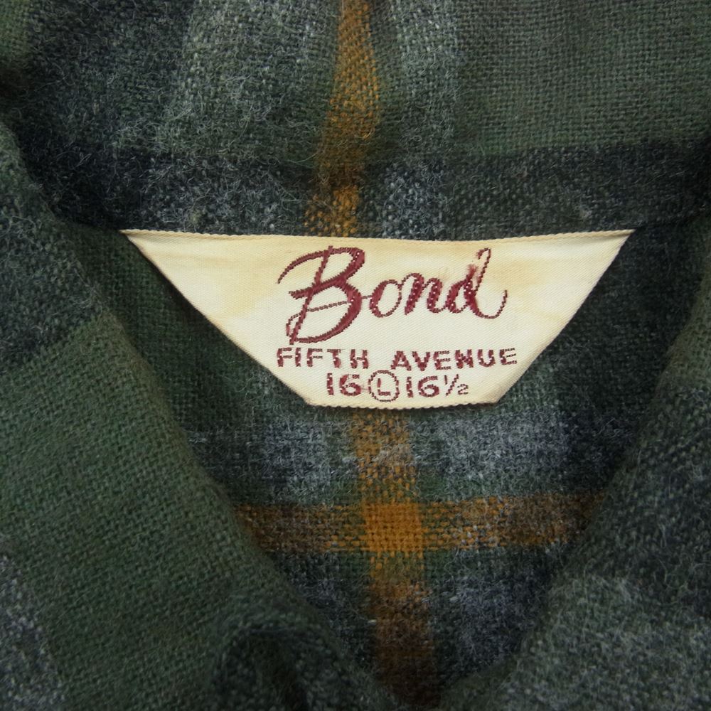 ボンド ヴィンテージ 60s オープンカラー チェック シャツ L【中古】