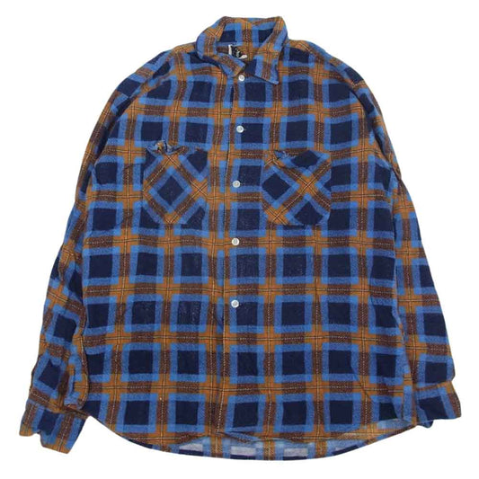 ワシントン ディー シー 60‘s ヴィンテージ チェック ネルシャツ 長袖 ブルー系 オレンジ系 L【中古】