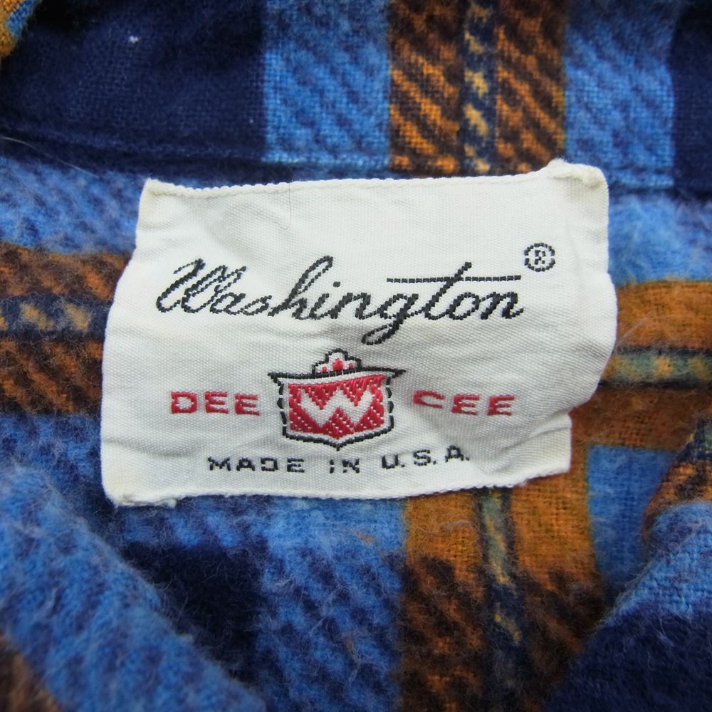 ワシントン ディー シー 60‘s ヴィンテージ チェック ネルシャツ 長袖 ブルー系 オレンジ系 L【中古】