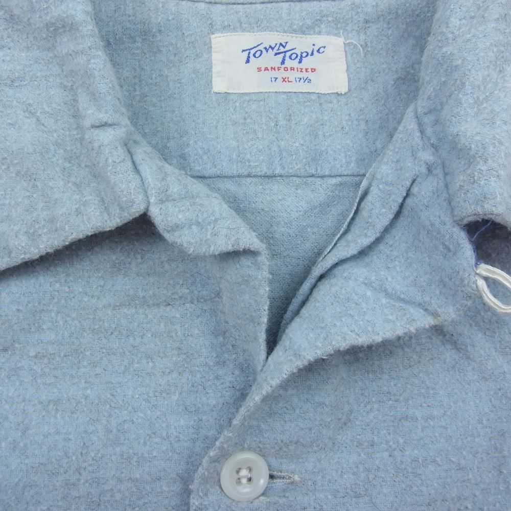 タウントピック ヴィンテージ 50‘s 両胸ポケット オープンカラー 長袖 シャツ ライトブルー系 XL【中古】