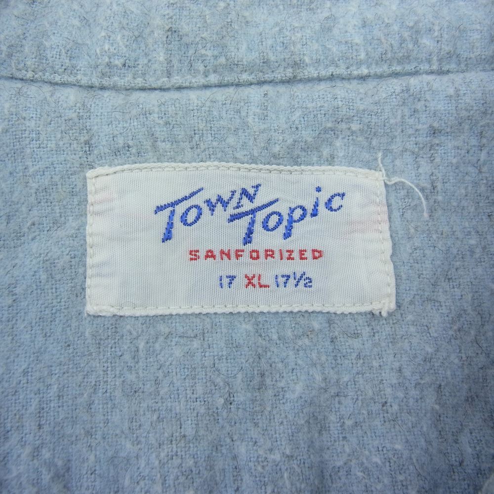 タウントピック ヴィンテージ 50‘s 両胸ポケット オープンカラー 長袖 シャツ ライトブルー系 XL【中古】