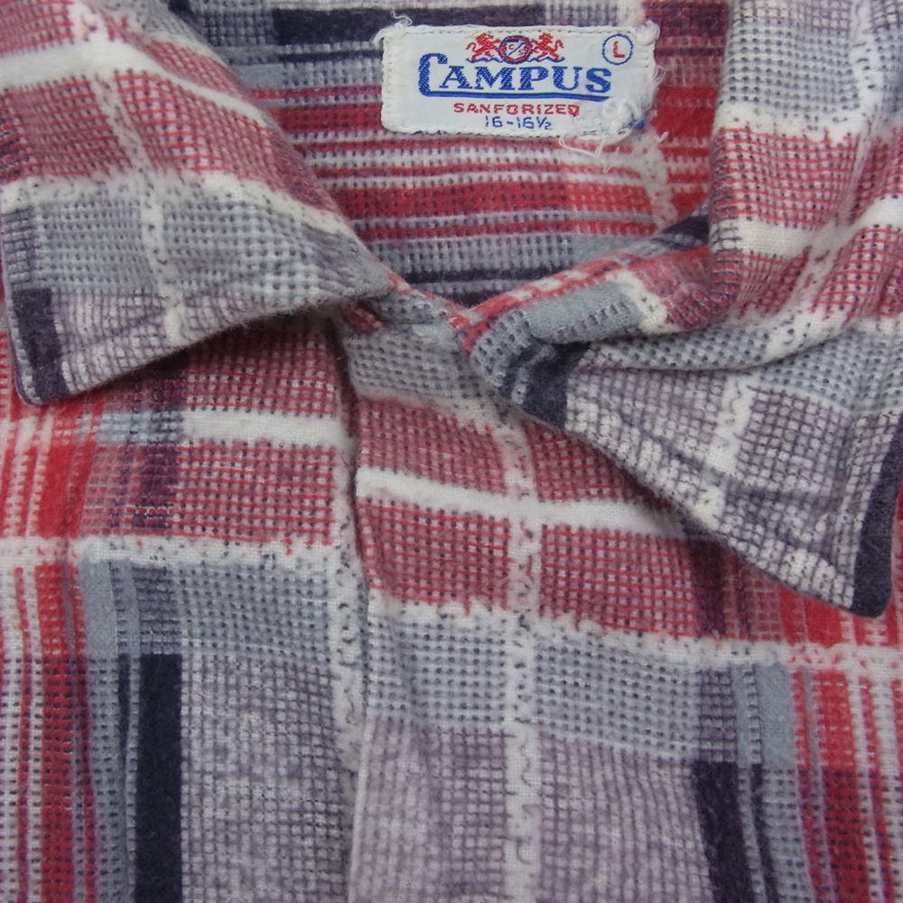 キャンパス ヴィンテージ 50s チェック オープンカラー シャツ マルチカラー系 L【中古】
