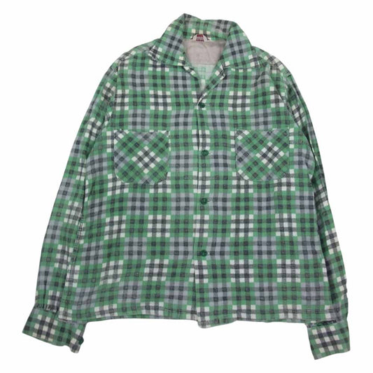 ペニーズ TOPFLIGHT 50‘s ヴィンテージ チェック ネルシャツ 長袖 グリーン系 M【中古】