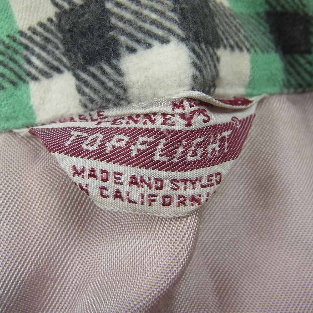 ペニーズ TOPFLIGHT 50‘s ヴィンテージ チェック ネルシャツ 長袖 グリーン系 M【中古】