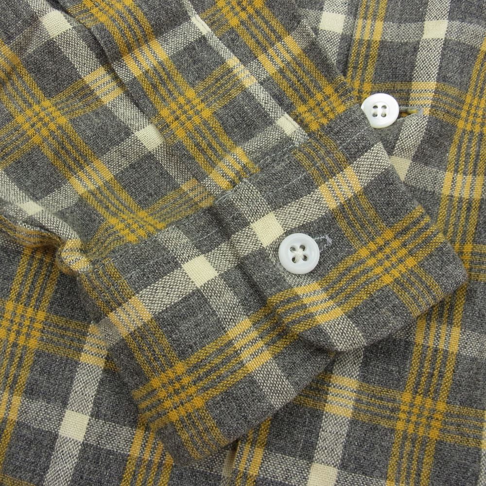 アッシュフィールド 50‘s ヴィンテージ ウール オープンカラー チェック シャツ 長袖 イエロー系 グレー系【中古】