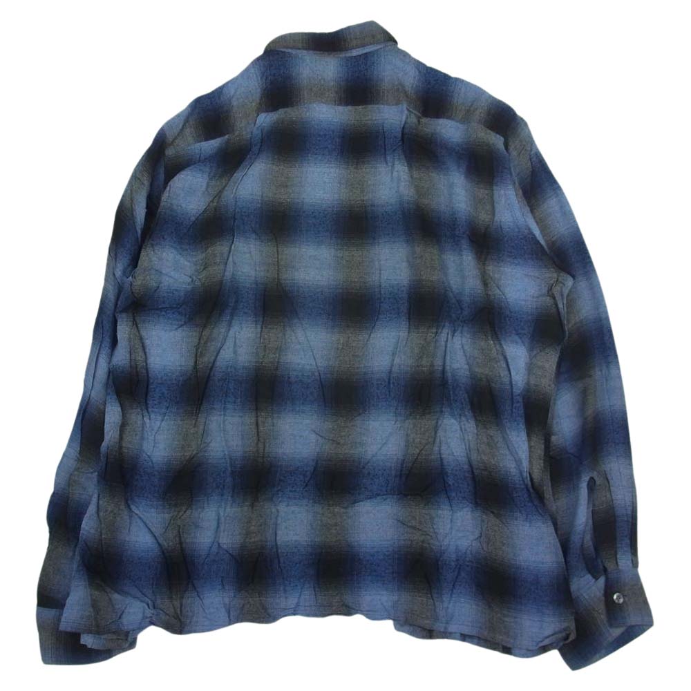 アロー ヴィンテージ 60s CHEVELLA SHIRT オンブレ チェック オープンカラー シャツ ブルー系 L【中古】