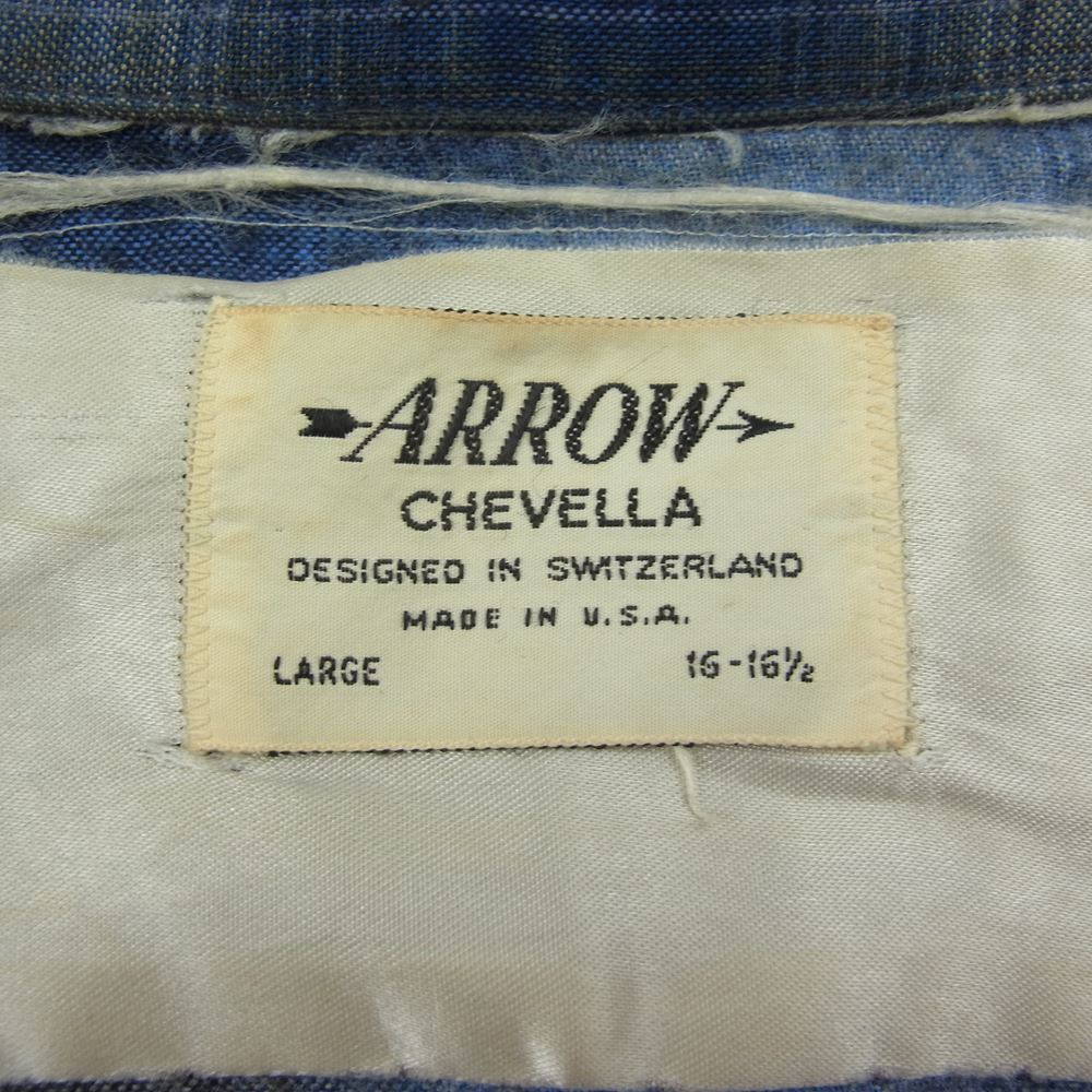 アロー ヴィンテージ 60s CHEVELLA SHIRT オンブレ チェック オープンカラー シャツ ブルー系 L【中古】