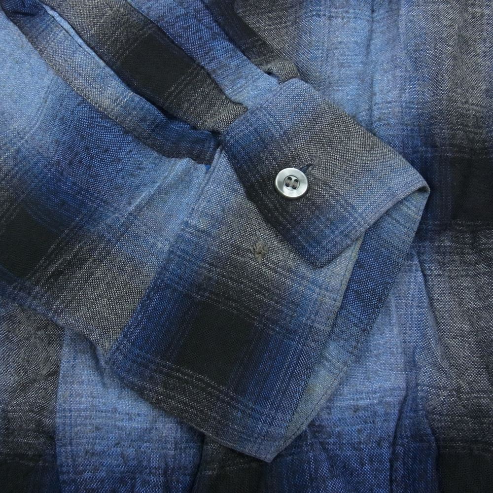 アロー ヴィンテージ 60s CHEVELLA SHIRT オンブレ チェック オープンカラー シャツ ブルー系 L【中古】