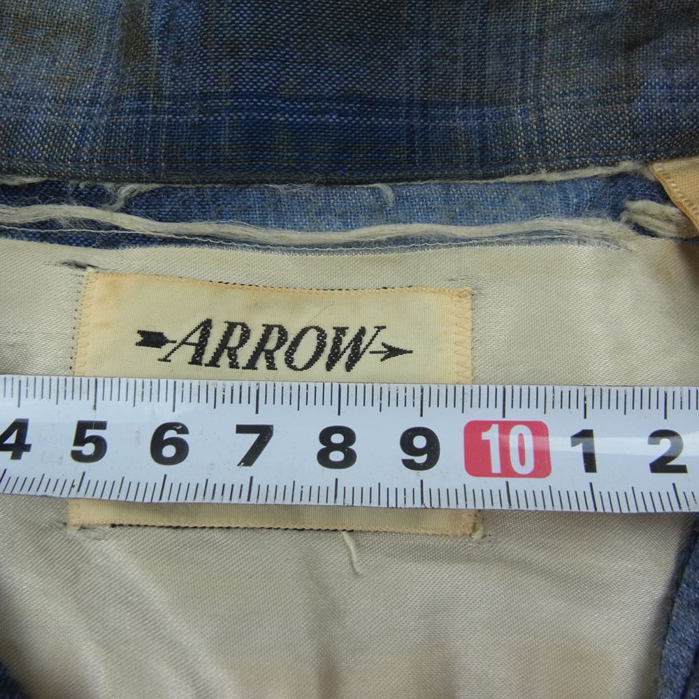 アロー ヴィンテージ 60s CHEVELLA SHIRT オンブレ チェック オープンカラー シャツ ブルー系 L【中古】