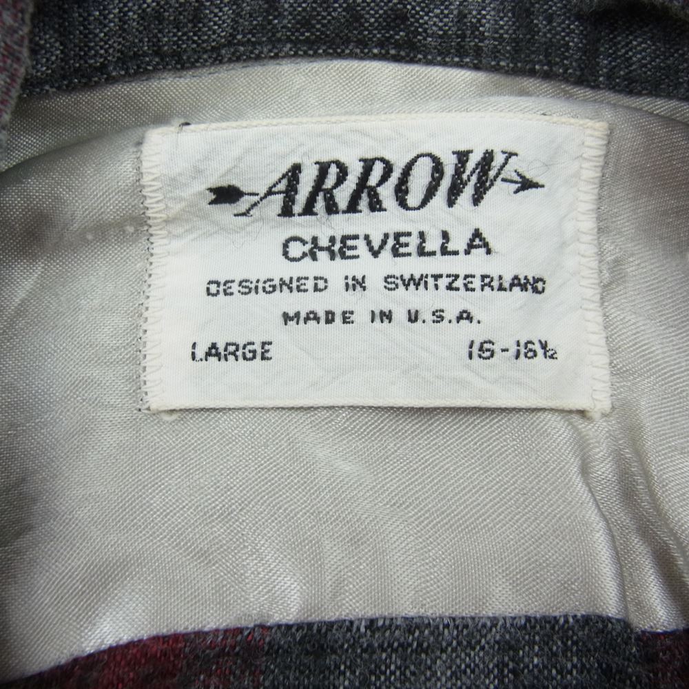 アロー ヴィンテージ 60s CHEVELLA SHIRT オンブレ チェック オープンカラー シャツ L【中古】