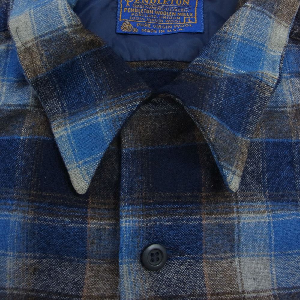 PENDLETON ペンドルトン ヴィンテージ 70s 80s USA製 WOOLEN MILLS PWMタグ ウール チェック 長袖 シャツ L【中古】