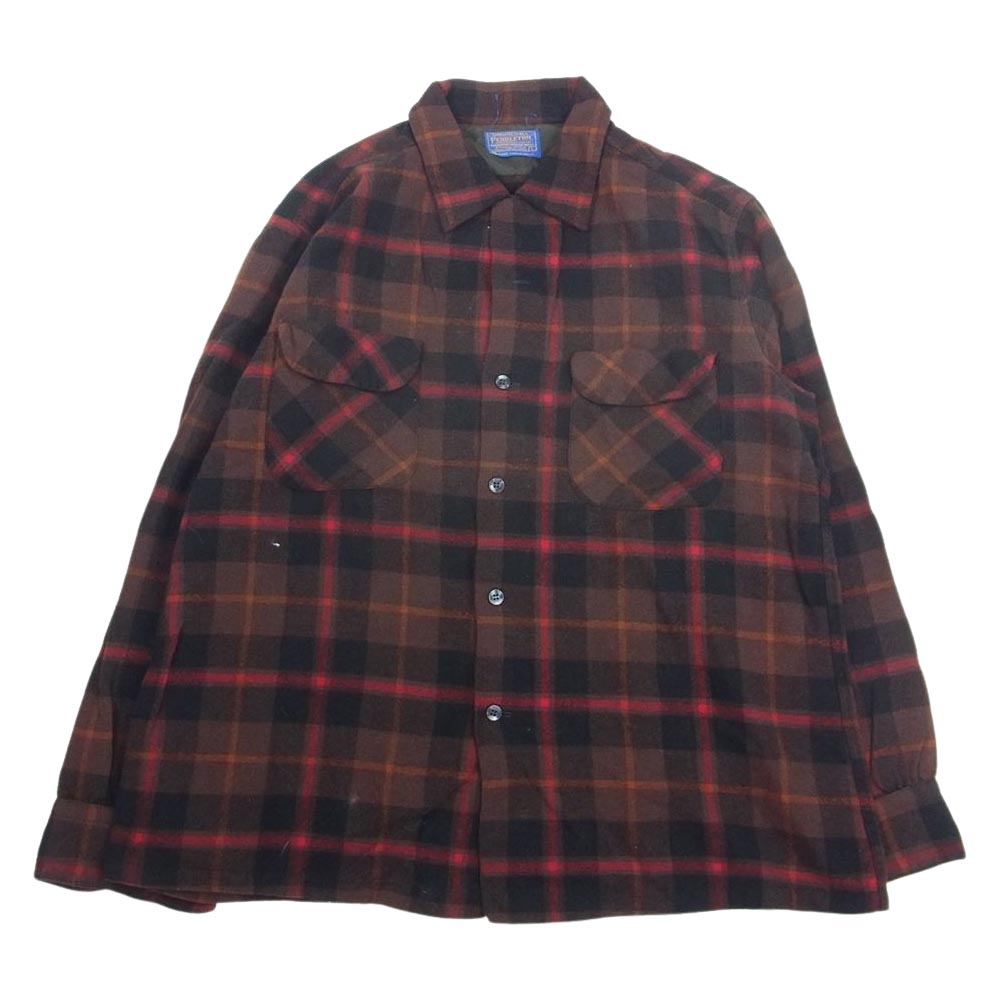 PENDLETON ペンドルトン ヴィンテージ 60s 70s PURE VIRGIN WOOL ウール チェック 長袖 ネルシャツ L【中古】
