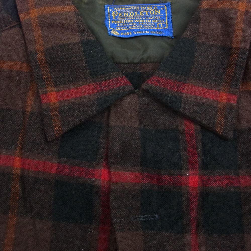 PENDLETON ペンドルトン ヴィンテージ 60s 70s PURE VIRGIN WOOL ウール チェック 長袖 ネルシャツ L【中古】